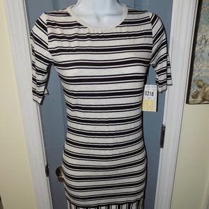 LuLaRoe Julia Gray/Black Striped Dress Size XXS Women's NEW